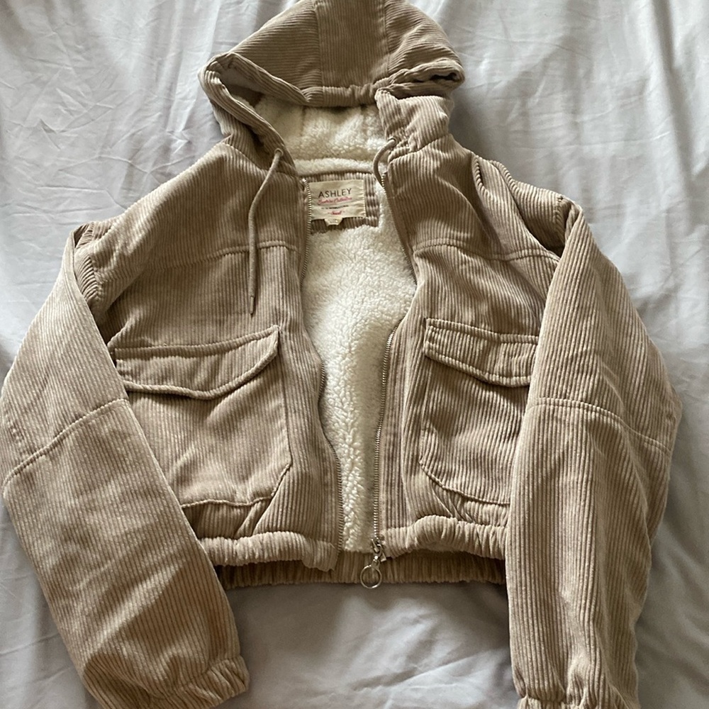 Fuzzy corduroy coat